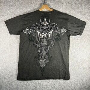 Y2K Tapout grunge skull cross double sided v neck tee shirt tshirt Size XL